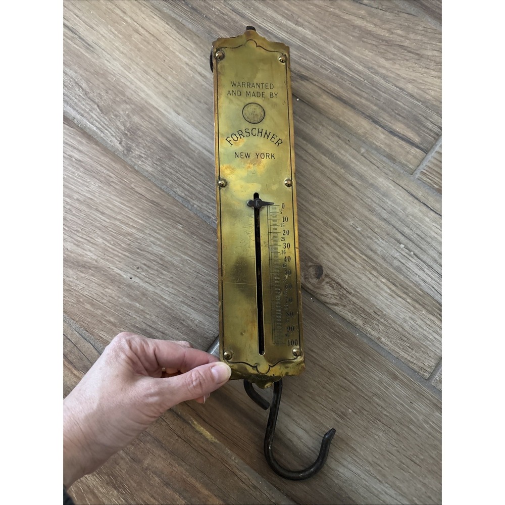 Vintage C. Forschner's Brass‎ Balance Scale - 100 Pounds New York Made In Usa